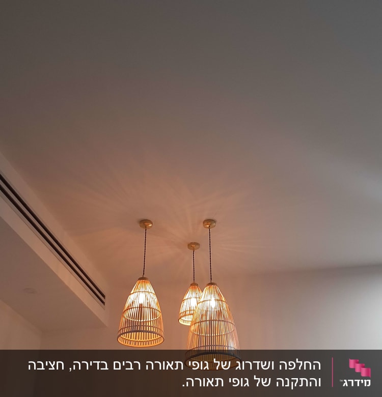 חציבה והתקנה של גופי תאורה